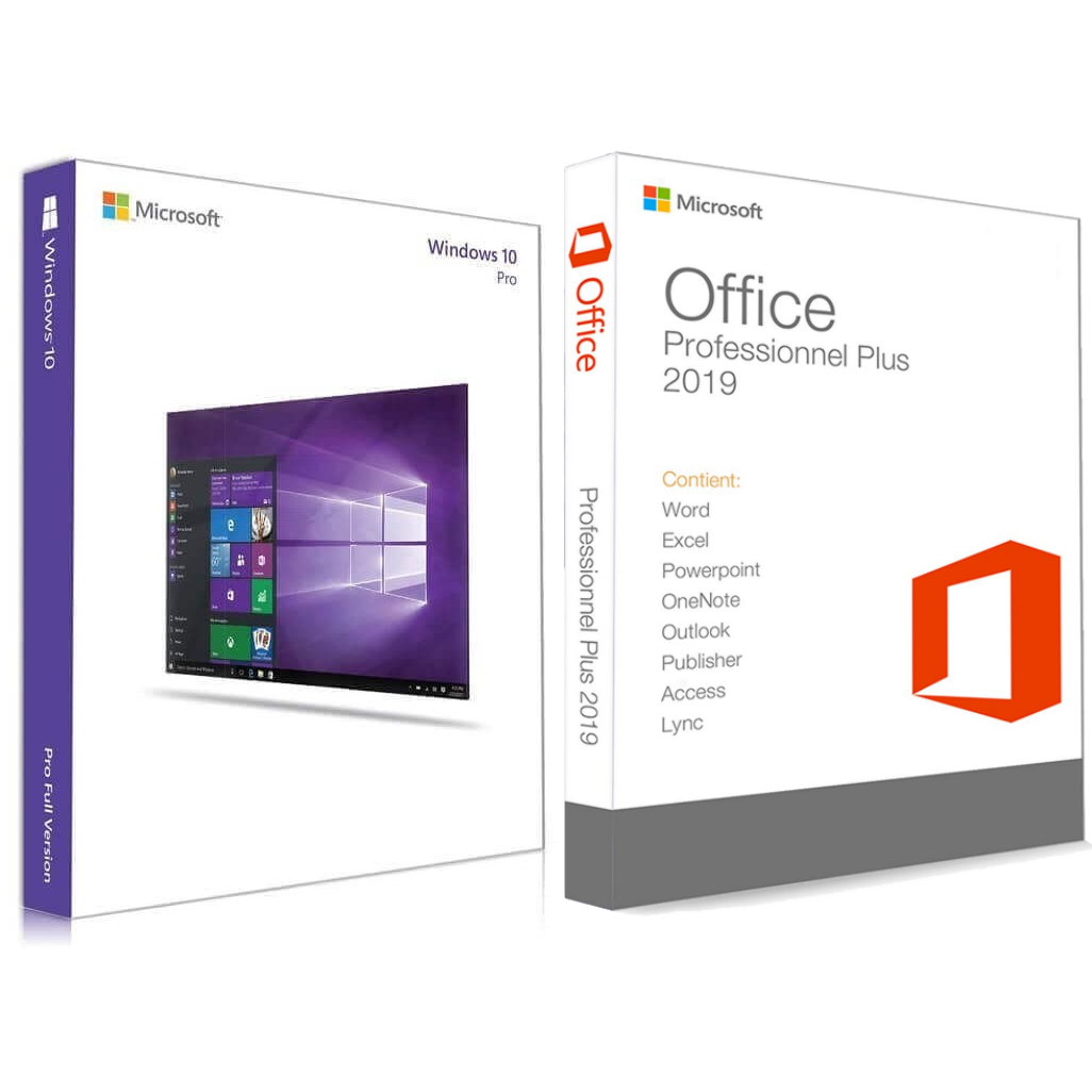 Pack 2-en-1 Windows 10 Pro et Office 2019 Pro Plus pour PC